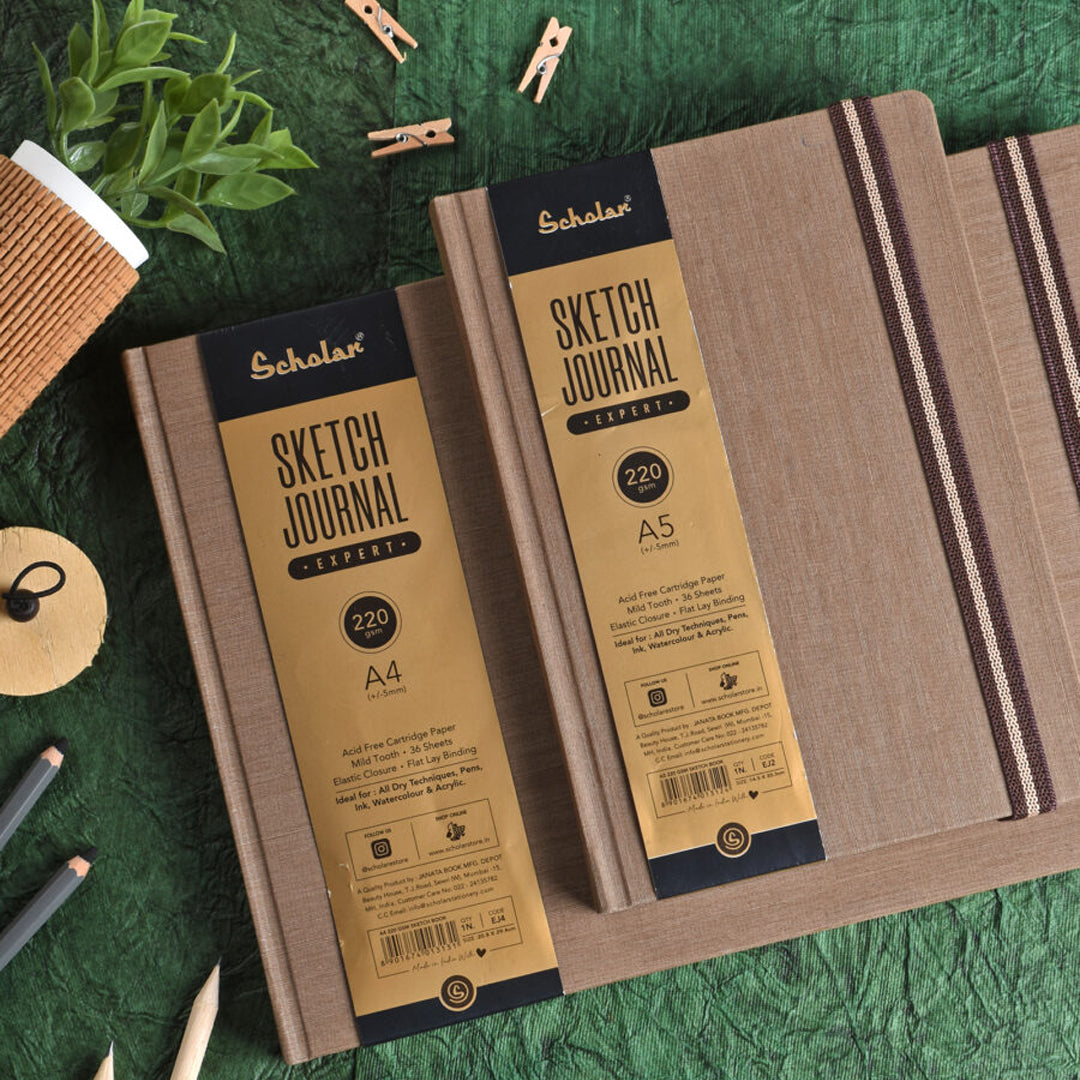 Scholar Sketch Journal 220 GSM Expert – Hard Cover Glue Bound Sketchbook (A5 / A4) - Retail Maharaj
