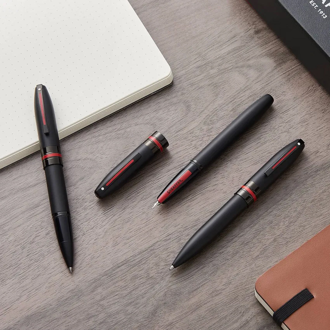 Sheaffer Icon Matte Black Fountain Pen with Gloss Black PVD Trim Medium Nib - Retail Maharaj
