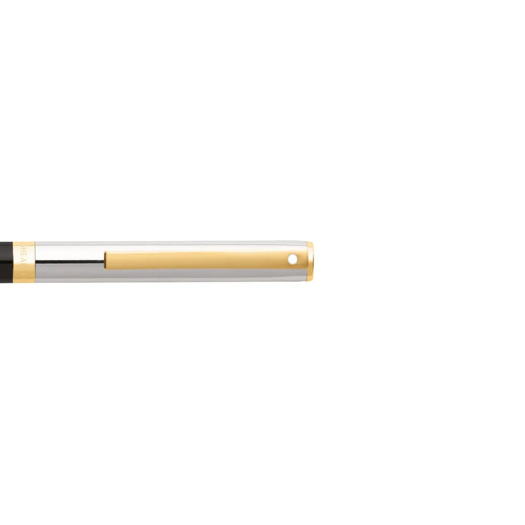 Sheaffer Sagaris Gloss Black Rollerball Pen with Chrome Cap and Gold Tone Trim - Retail Maharaj