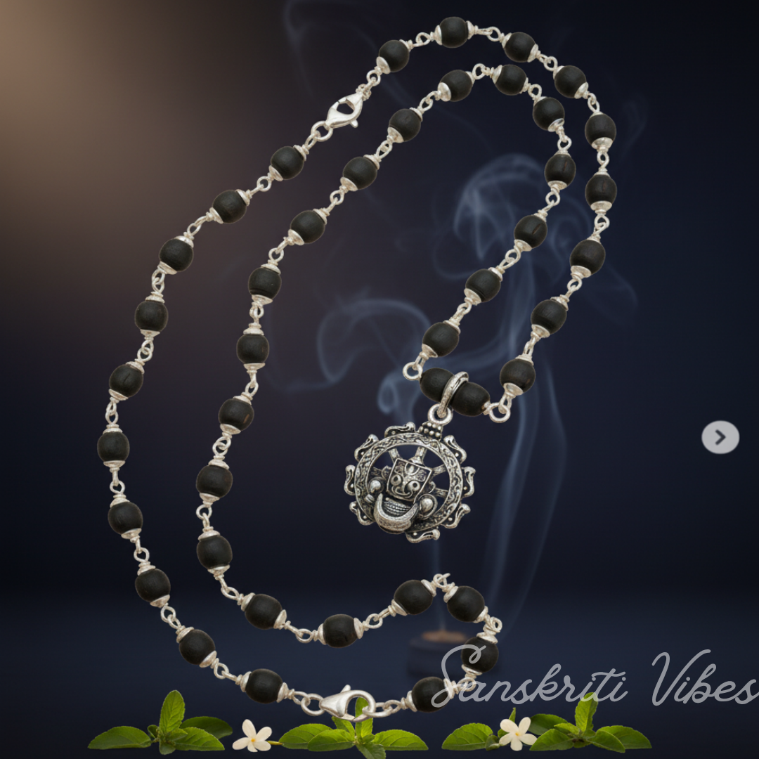Jagannath Ji Silver Tulsi Locket Mala Spiritual Rosary for Devotion and Protection