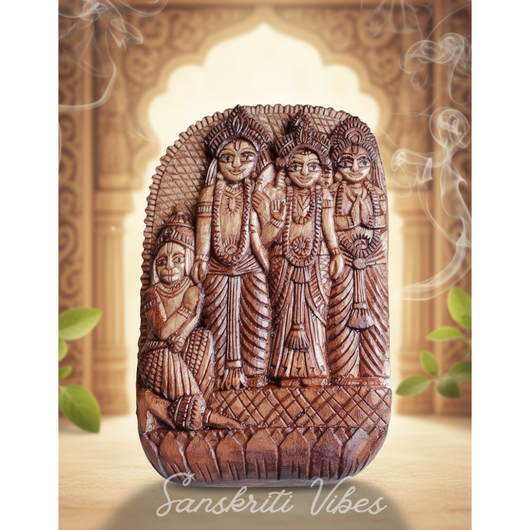 Tulsi Wood Ram Darbar Naam Sewa for Home Temple – Handcrafted Rama Tulsi Wood Idol - Retail Maharaj