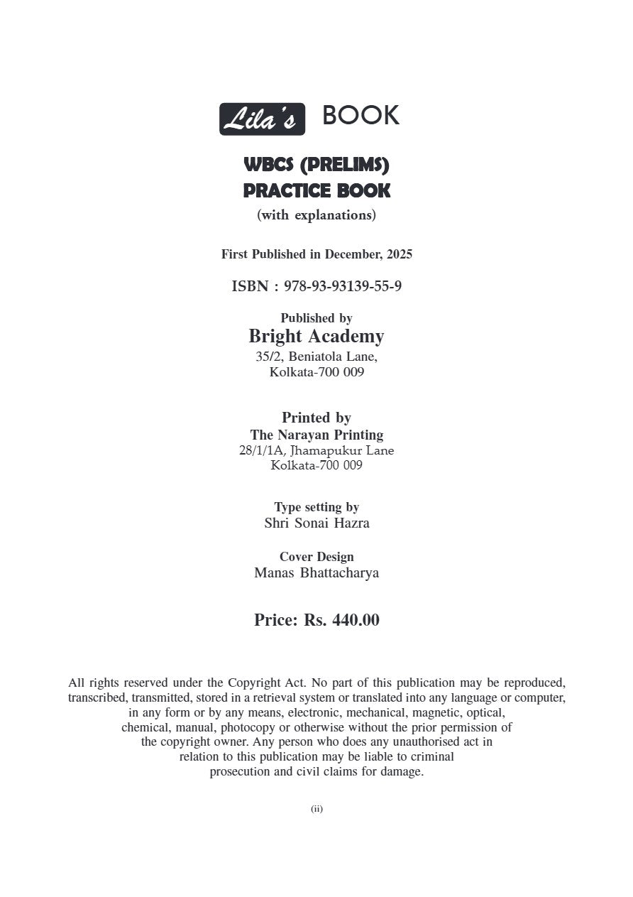 WBCS Prelims Practice Book 2025-26 (English Version) - Retail Maharaj