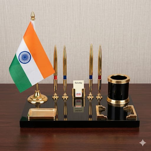 Kebica Compartments Acrylic Model PS-700F Pen stand with Flag