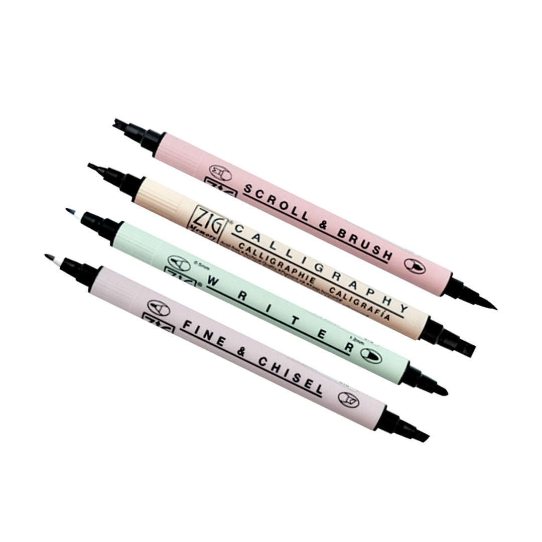 Zig Black Twin Tip Calligraphy & Drawing Pen Set of 4 - Retail Maharaj