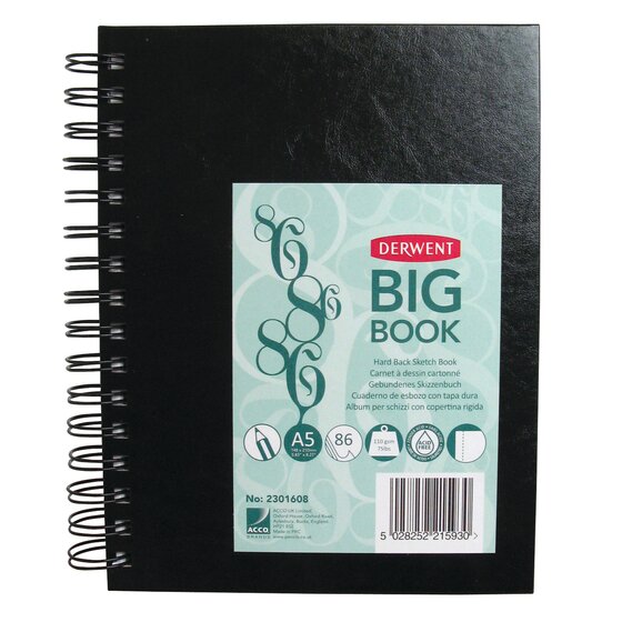 Derwent Big Book Wire Bound Hardback Sketchbook 110 GSM - Retail Maharaj