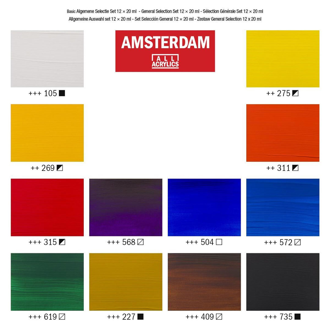 Royal Talens Amsterdam Standard Series Acrylic Paint General Selection Set Premium Artist Colours - Retail Maharaj