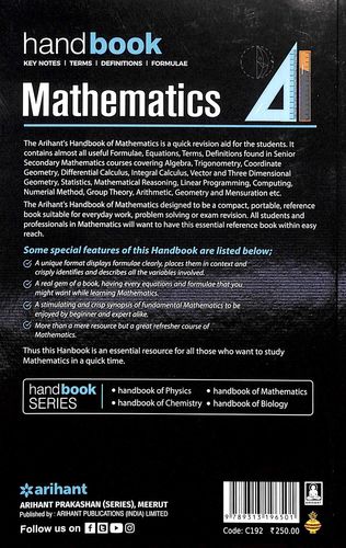 Hand Book Mathematics Class 11 & 12 Key Notes Terms Definitions Formulae - Retail Maharaj