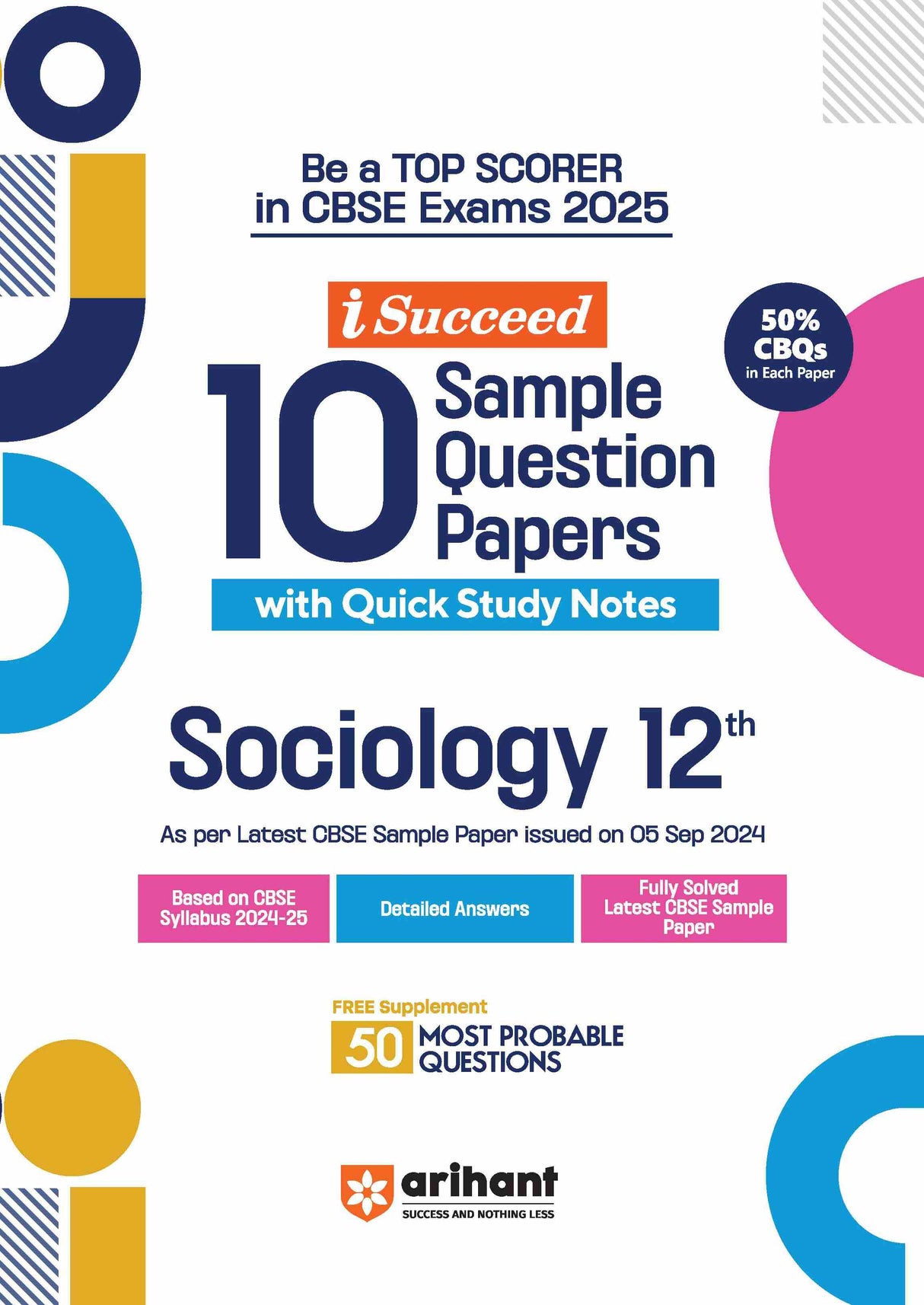 i-Succeed CBSE Sociology Class 12th | 10 Sample Question Papers | For CBSE Exams 2025 - Retail Maharaj