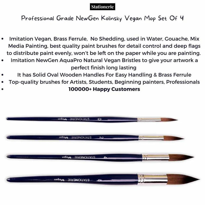 Stationerie Mop Set of 4 Kolinsky Synthetic - Retail Maharaj