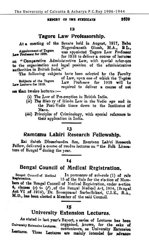 P.C. Ray and The University of Calcutta