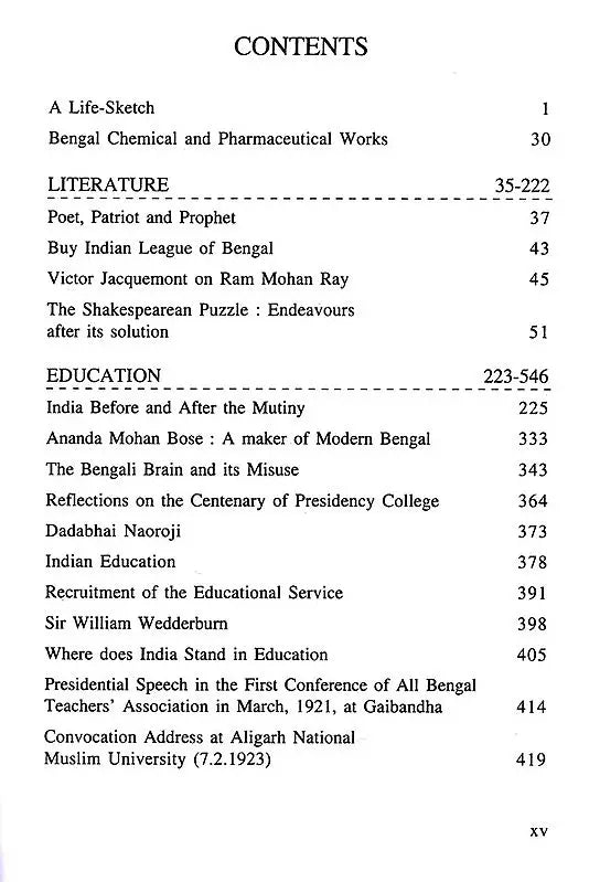 Acharya Prafulla Chandra Ray- A Collection of Writings Volume II A (Literature, Education and Science)