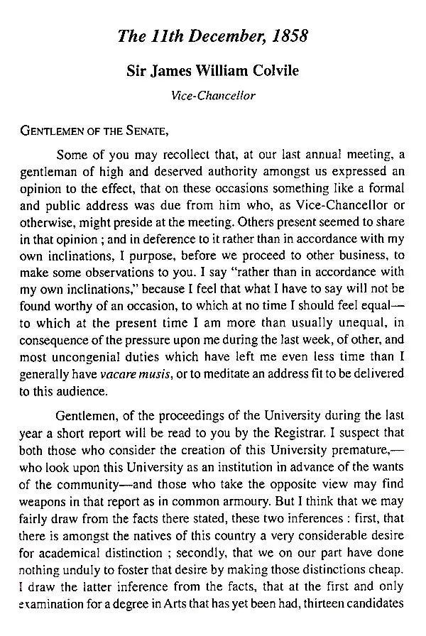 Convocation Address (1858 - 1906)