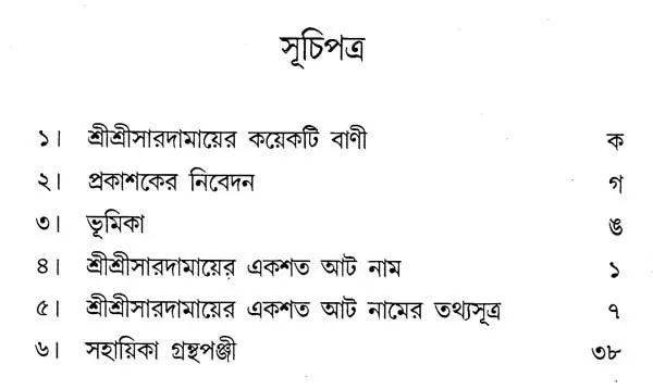 Sri Sri Saradamayer Ekashata Aat Naam (Bengali)