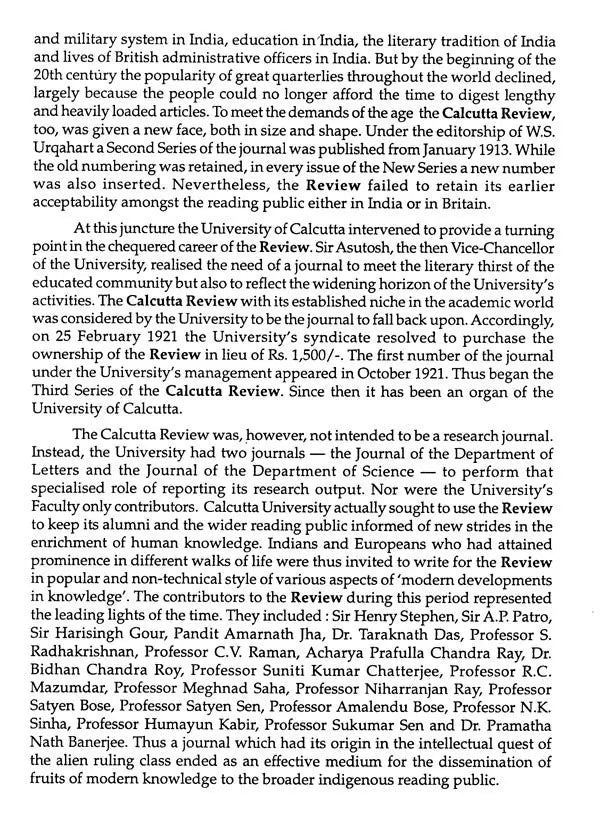 The Calcutta Review (Volume- IX Nos. 1 and 2)