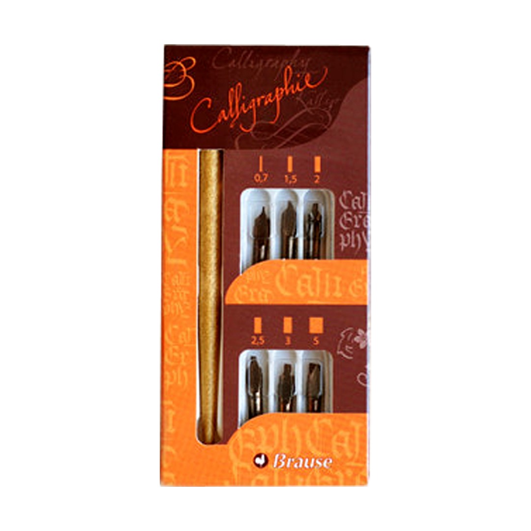 Brause Calligraphy Nib Set 141B with Bandzug Nibs and Wooden Holder - Retail Maharaj