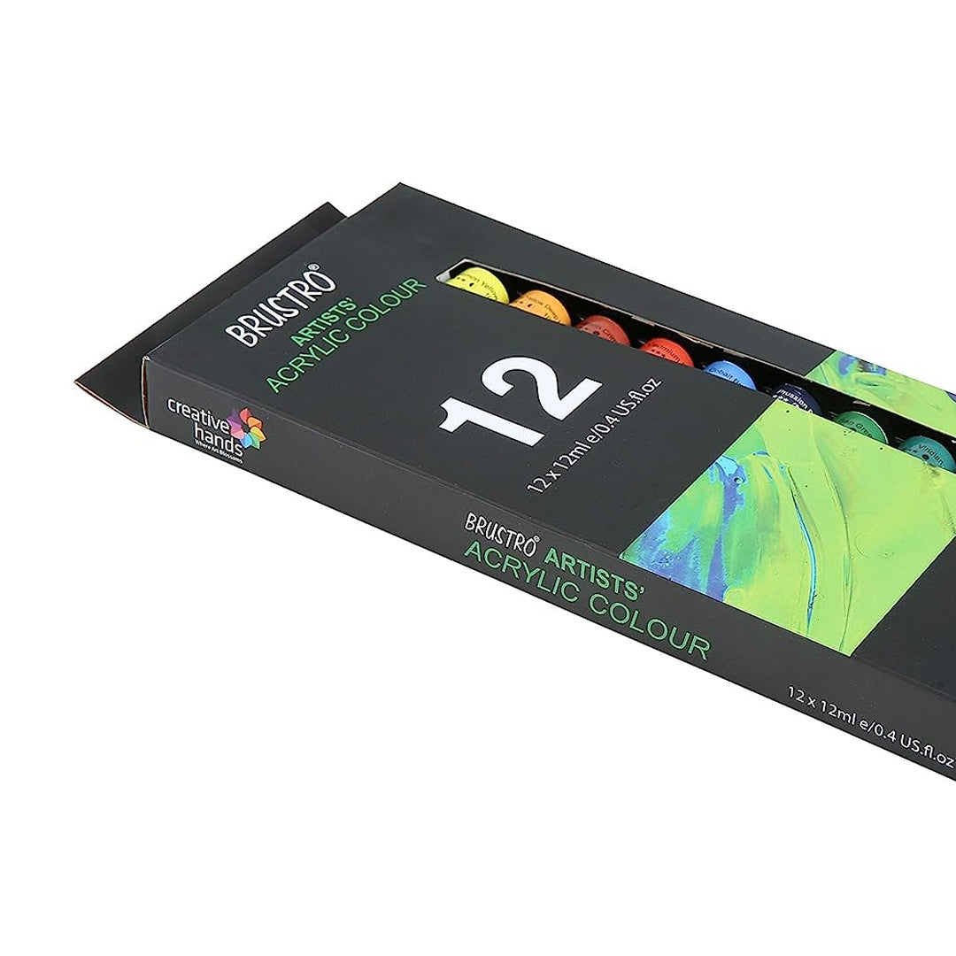 Brustro Artists Acrylic Colour Set Professional 12ml Tubes in 12 and 24 Shades - Retail Maharaj