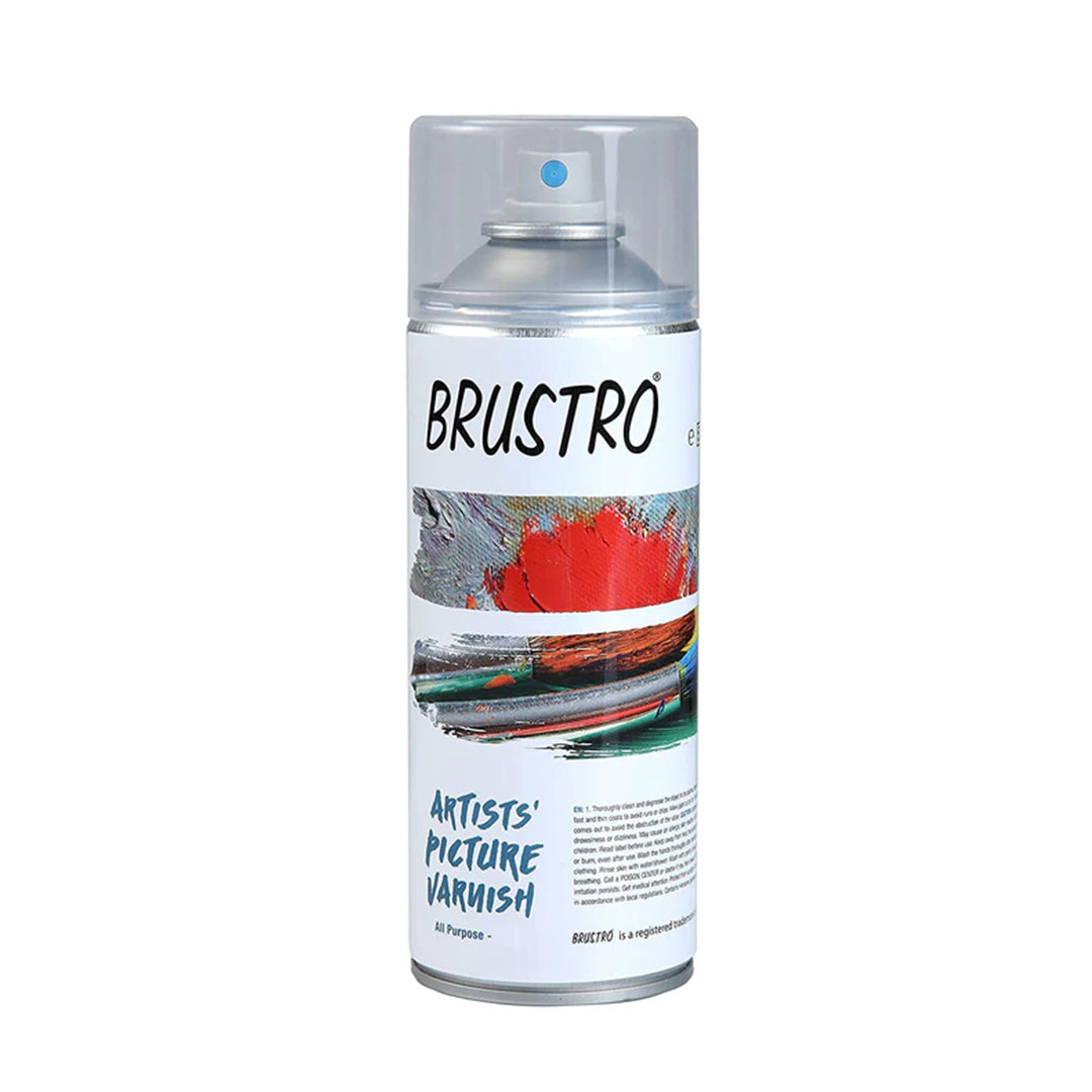 Brustro Artists’ Fixative & Gloss Varnish Spray for Oil and Acrylic Paintings – 400 ml - Retail Maharaj