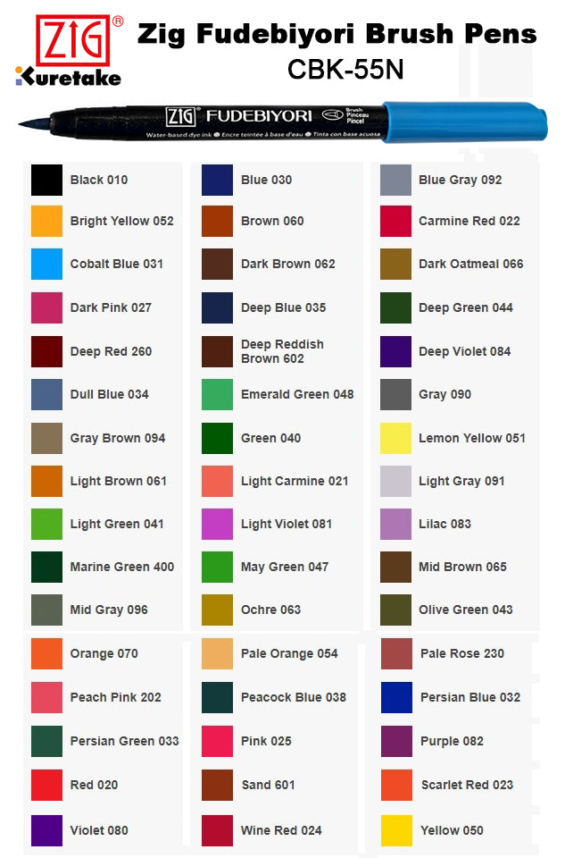 ZIG Fudebiyori Brush Pen – Individual Colours Open Stock - Retail Maharaj