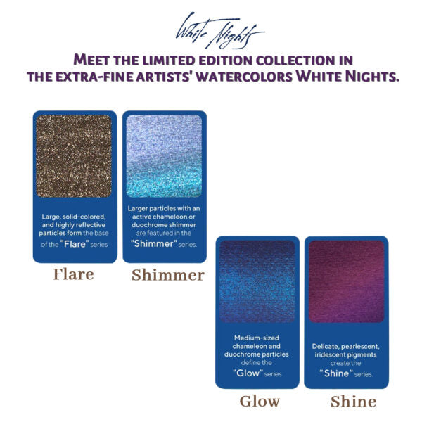 White Nights Limited Edition Shimmering Collection Extra-Fine Artists’ Watercolour Cakes - Retail Maharaj