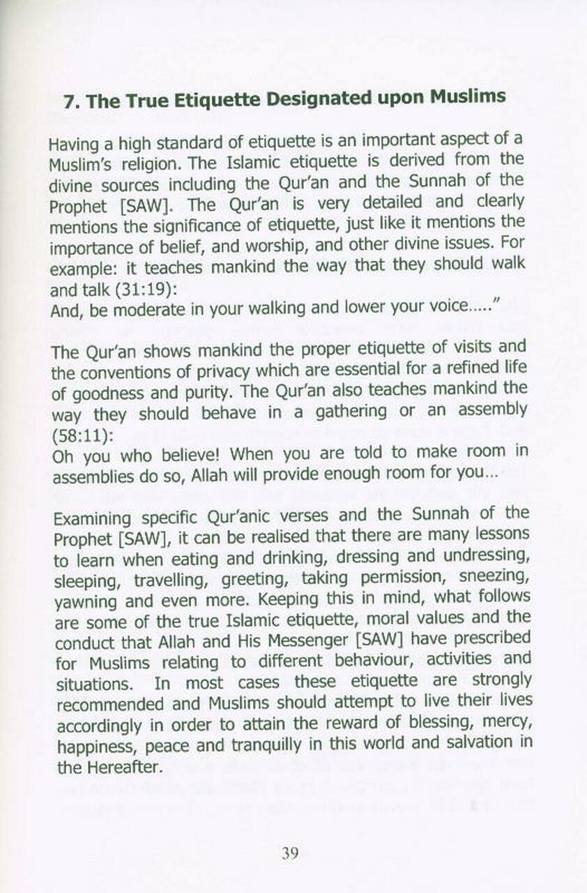 The True Islamic Etiquette: As Defined in the Qur’an & the Sunnah - Retail Maharaj