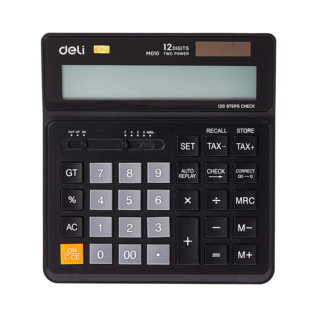 Deli Smart 12 Digit Dual Power Business Calculator with Tax and Check Function - Retail Maharaj