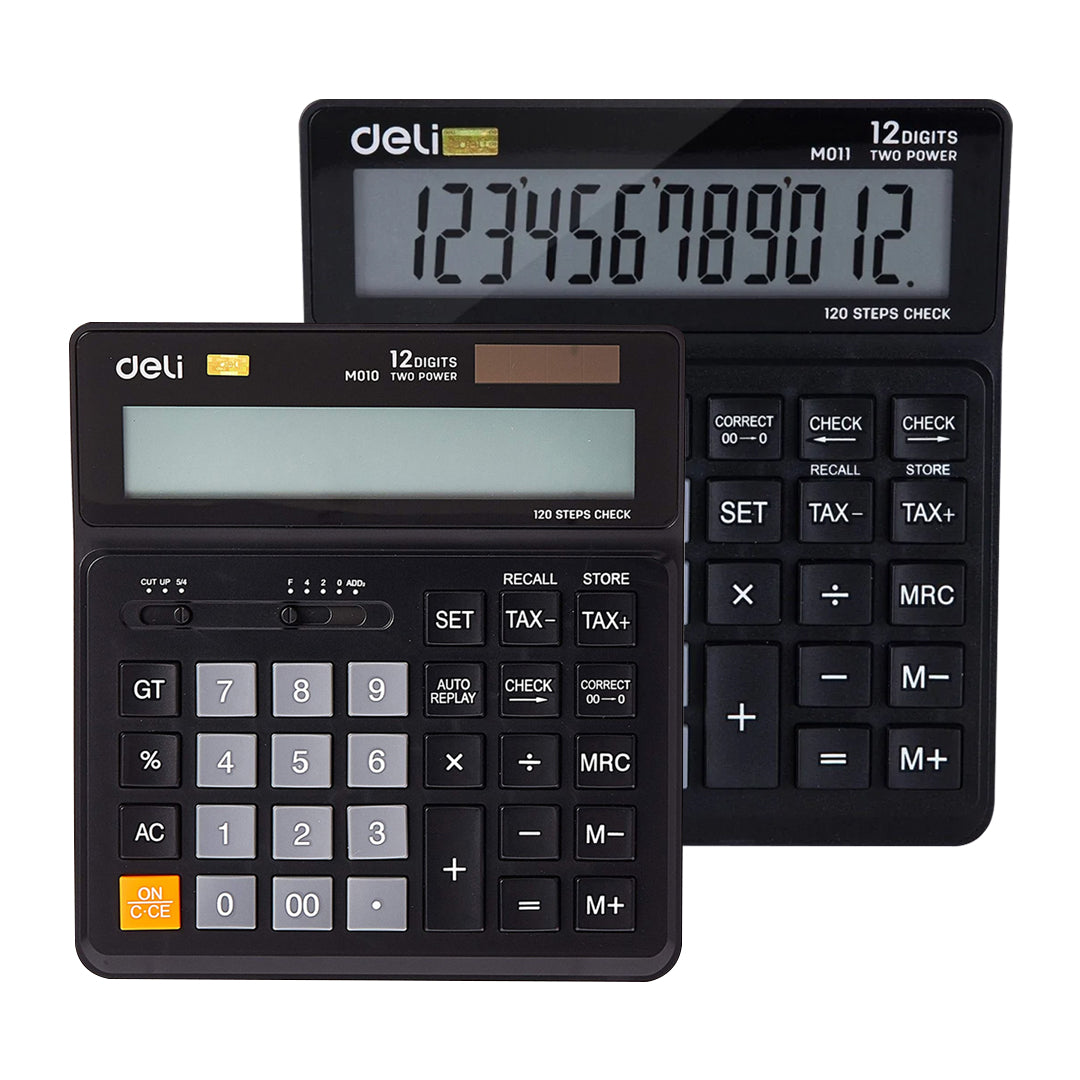 Deli Smart 12 Digit Dual Power Business Calculator with Tax and Check Function - Retail Maharaj