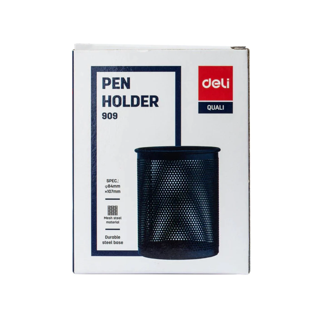 Deli Metal Mesh Pen Holder Desk Organizer Black - Retail Maharaj
