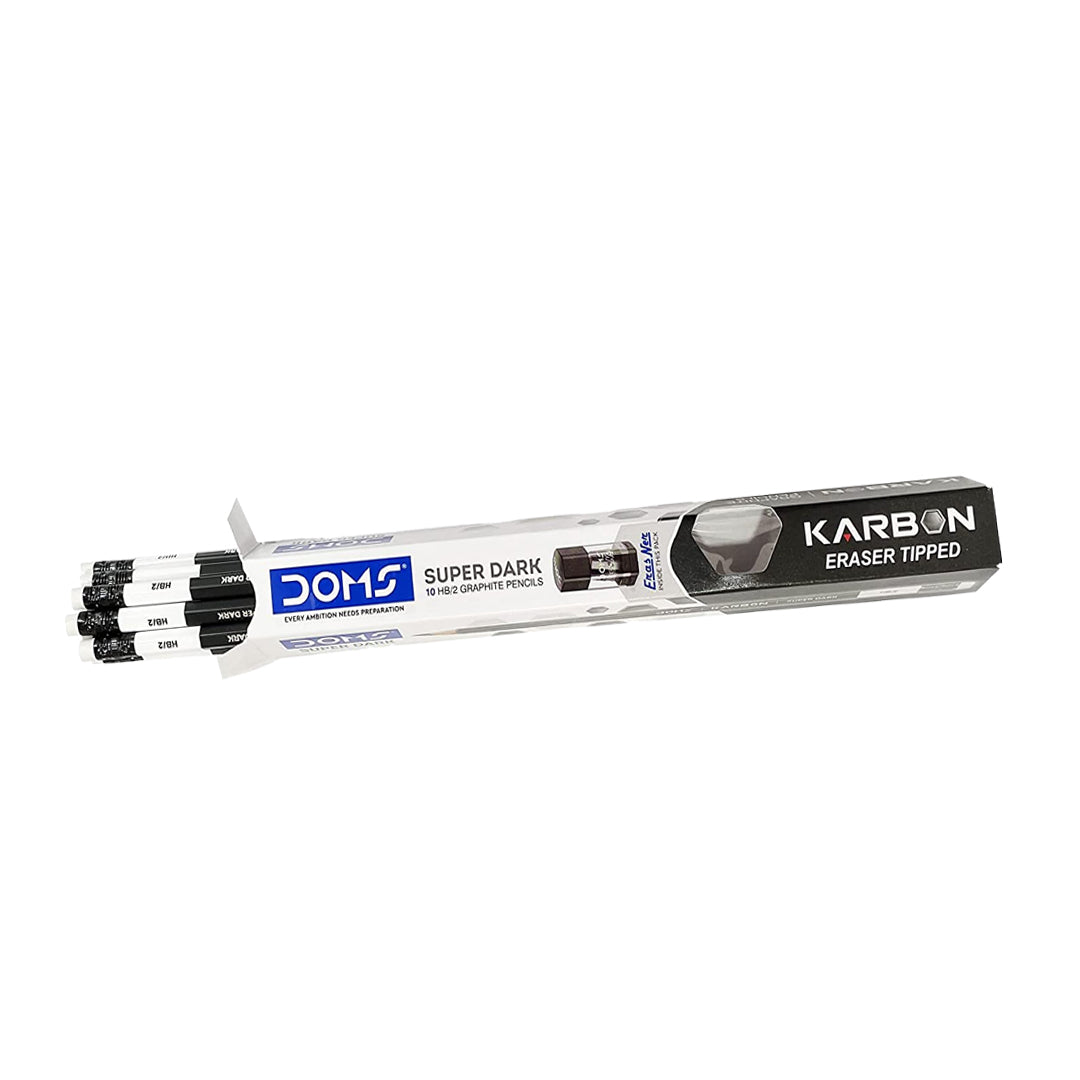 DOMS Karbon Eraser Tipped Super Dark Pencil Set - Retail Maharaj