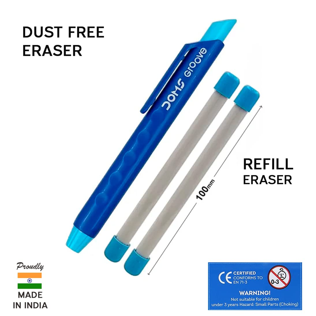 DOMS Groove Retractable Eraser Set Dust Free Pencil Erasing Tool - Retail Maharaj
