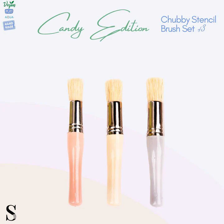 Stationerie Chubby Stencil Brush Set of 3 - Retail Maharaj