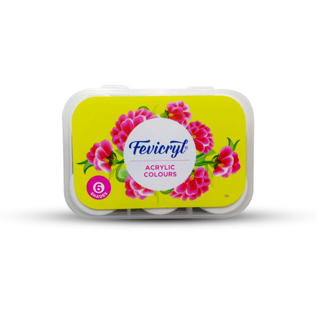 Fevicryl Acrylic Colors Lilac Kit 6x10ml Vibrant Multisurface Non Toxic Acrylic Paint Set for Craft Fabric Wood and Canvas - Retail Maharaj