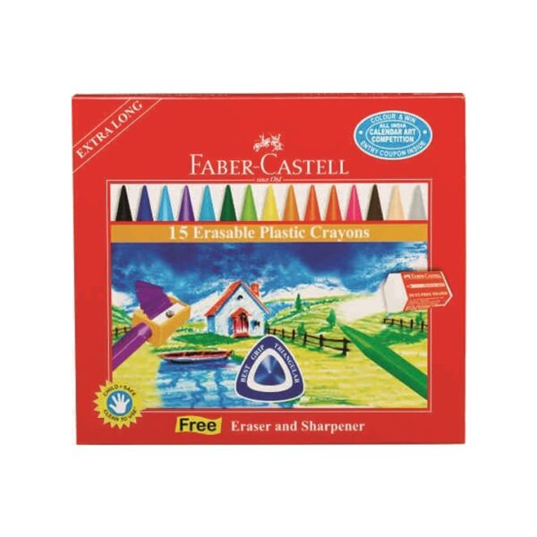 Faber-Castell Erasable Plastic Crayon Set – 15 Colours - Retail Maharaj