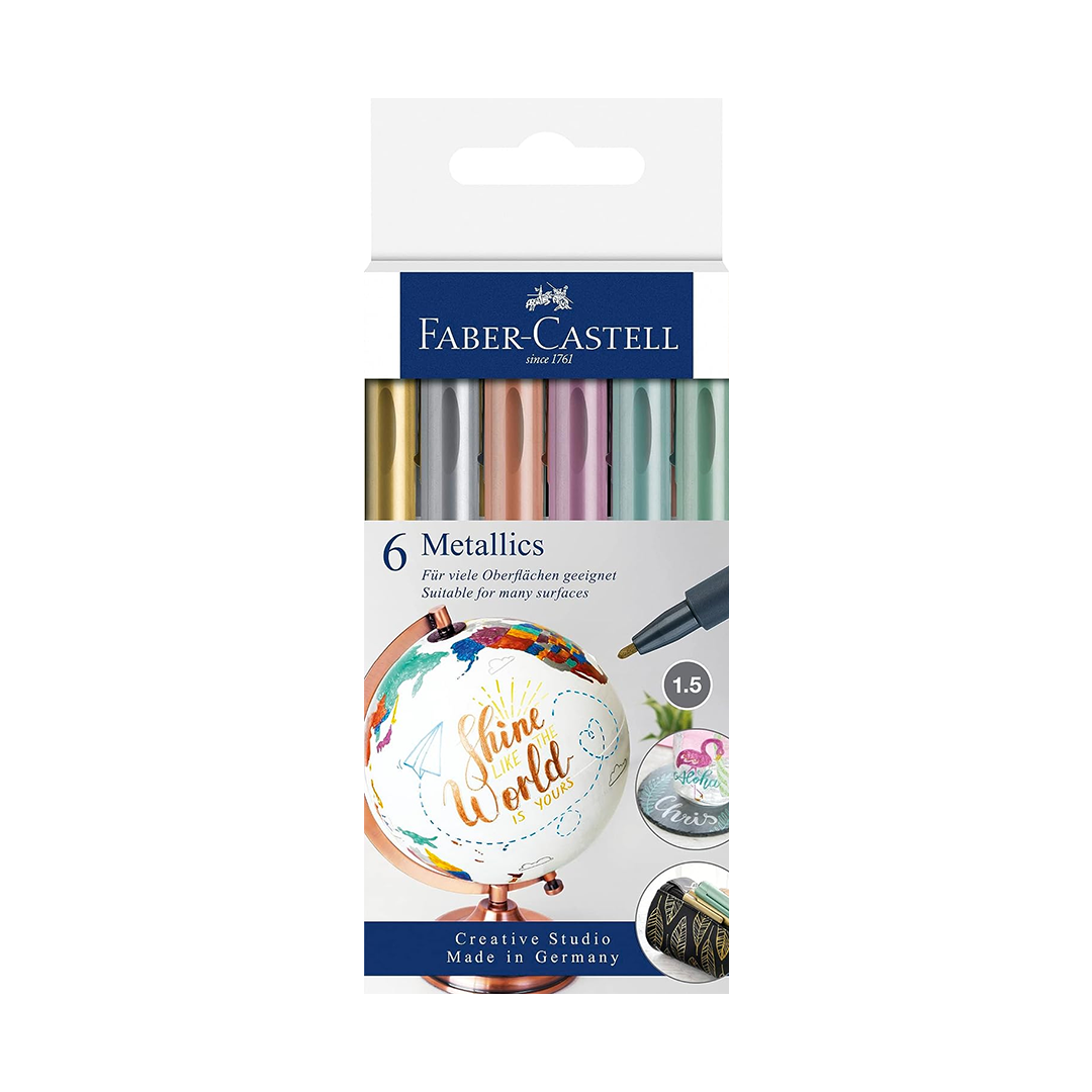 Faber Castell Metallic Marker Pens Multi Surface Art Set - Retail Maharaj