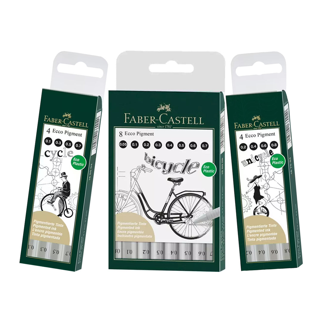 Faber Castell Ecco Pigment Fineliner Black Ink Wallet Set for Sketching Illustration and Technical Drawing - Retail Maharaj