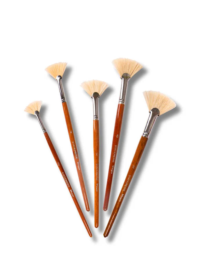 Retail Maharaj Fan Brush Set of 5 Chungking Hog White - Retail Maharaj