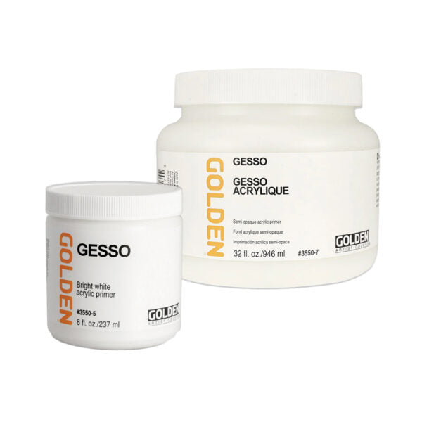 Golden Bright White Acrylic Gesso Primer for Canvas Board and Panels - Retail Maharaj
