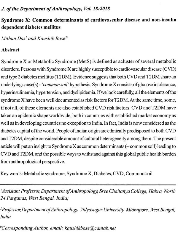 Journal of The Department of Anthropology - University of Calcutta, Volume 18