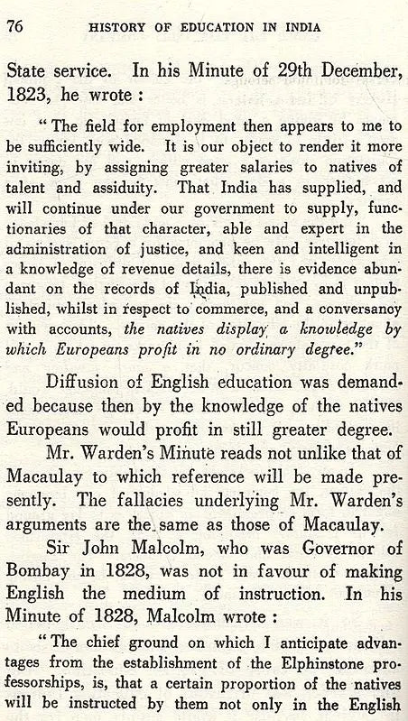 History of Education in India Under the Rule of the East India Company