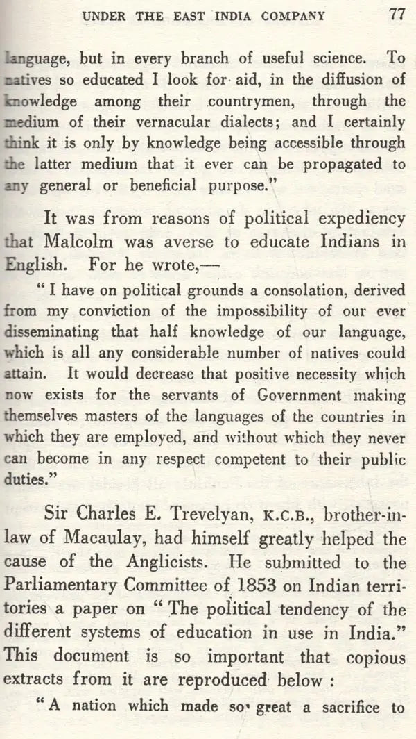 History of Education in India Under the Rule of the East India Company