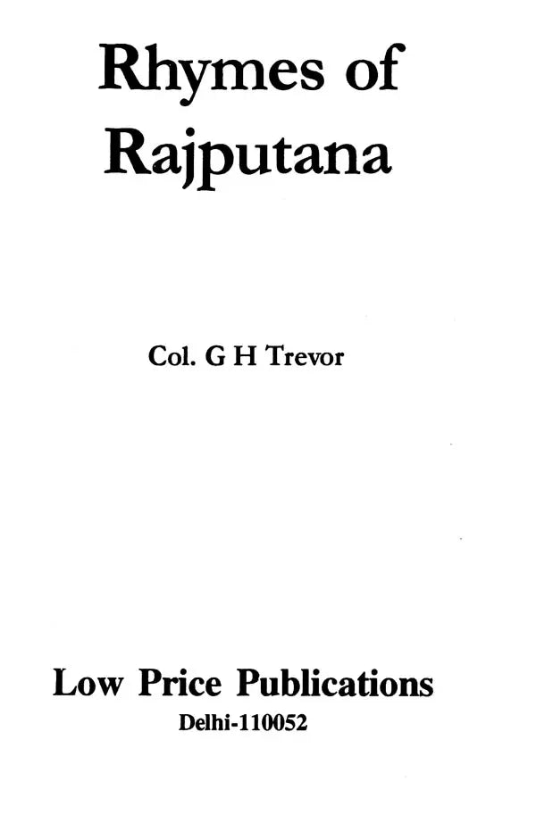 Rhymes of Rajputana