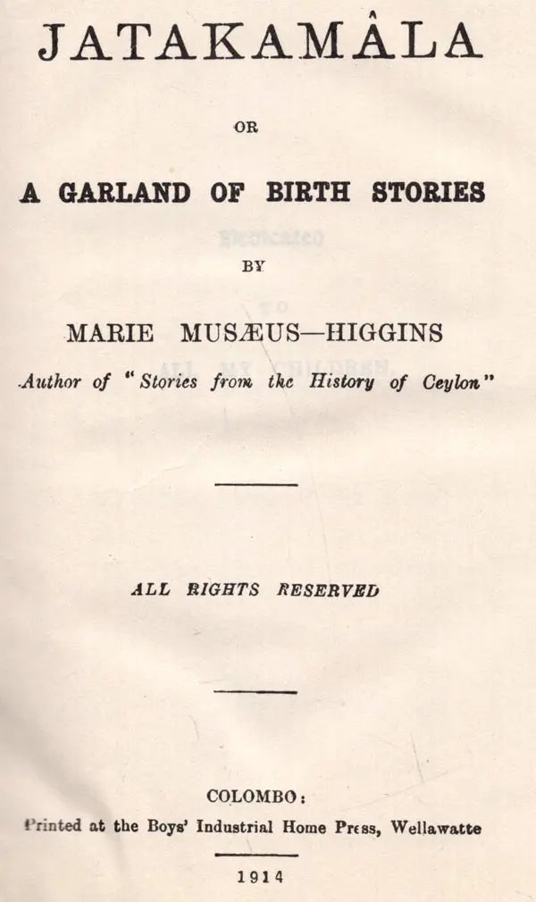 Jatakamala or A Garland of Birth Stories