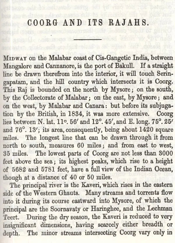 Coorg and Its Rajas