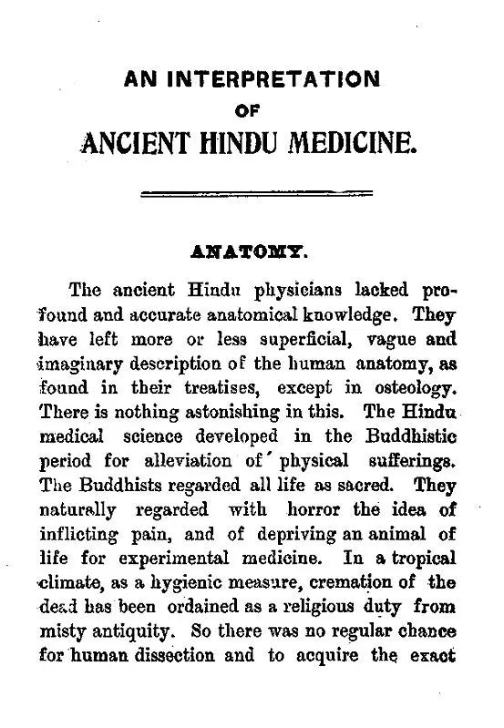 Interpretation of Ancient Hindu Medicine