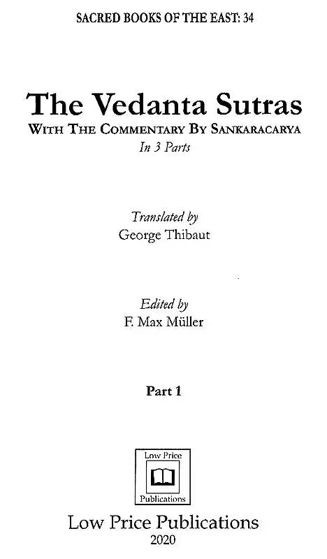 The Vedanta Sutras – With The Commentary By Sankaracarya (Part-I)