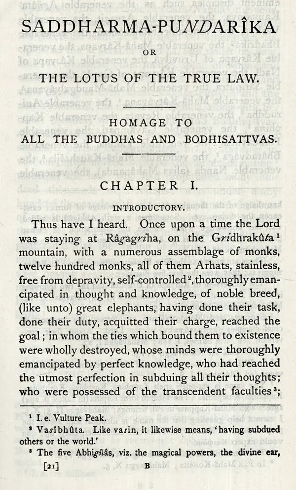 The Saddharma-Pundarika or The Lotus of the True Law