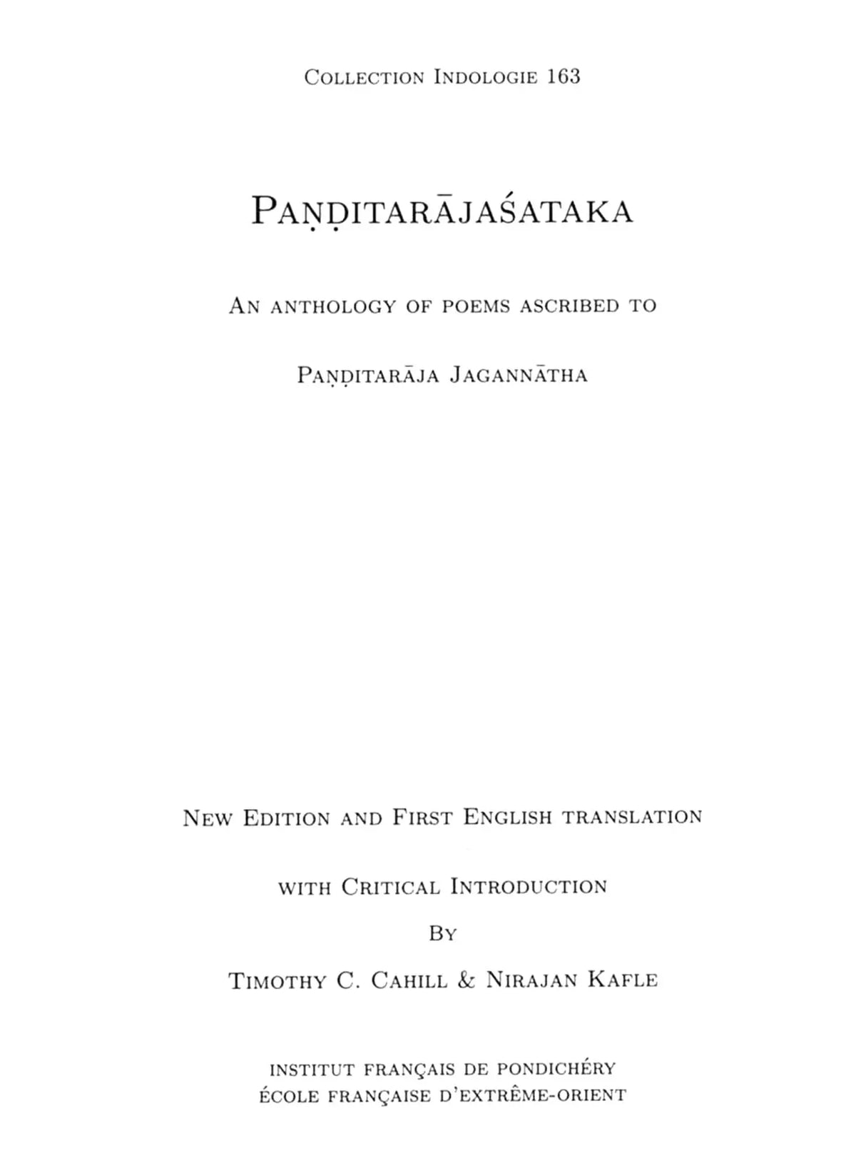 Panditarajasataka – An Anthology of Poems Ascribed to Panditaraja Jagannatha - Retail Maharaj