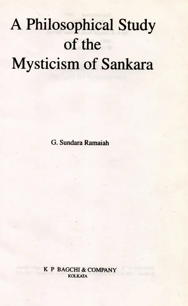 A Philosophical Study of the Mysticism of Sankara (An Old and Rare Book) - Retail Maharaj