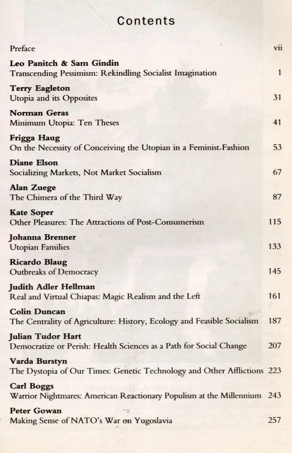 Necessary and Unnecessary Utopias Socialist Register 2000 (An Old and Rare Book)
