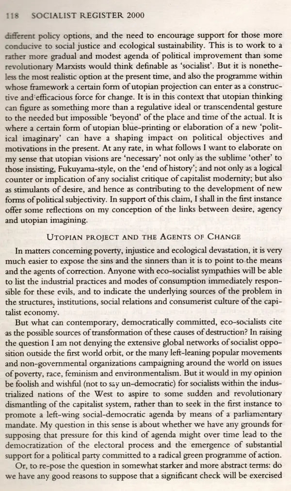 Necessary and Unnecessary Utopias Socialist Register 2000 (An Old and Rare Book)