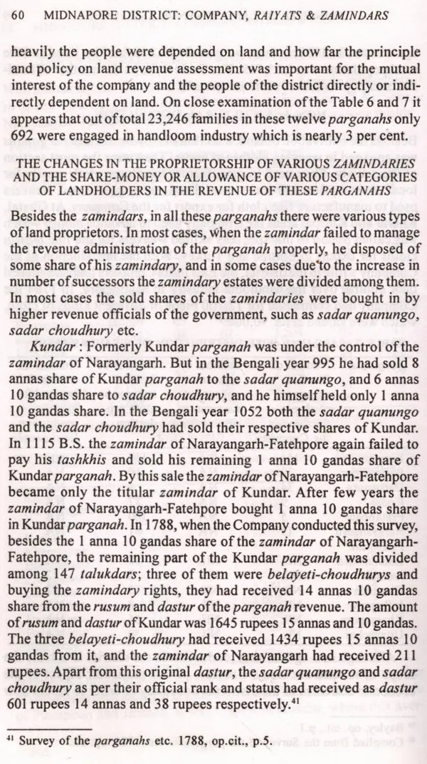 Midnapore District Company, Raiyats and Zamindars 1760-1885 - Retail Maharaj
